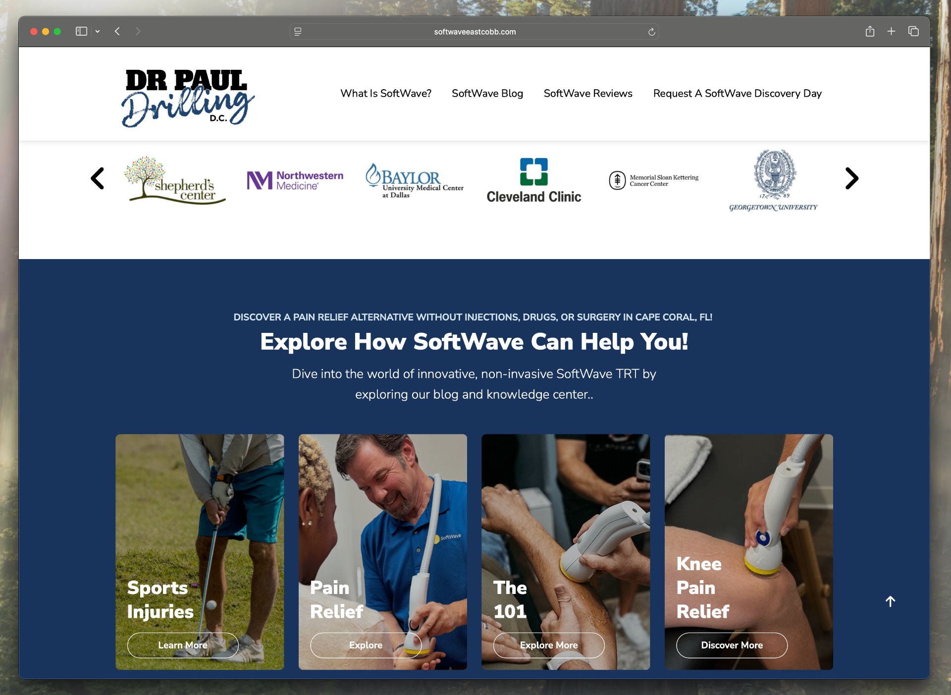 SoftWave therapy website built for Dr. Paul Drilling in East Cobb, Georgia