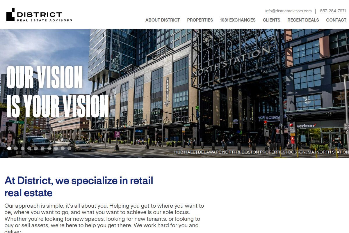 District Advisors real estate advisory website built by Basch Solutions