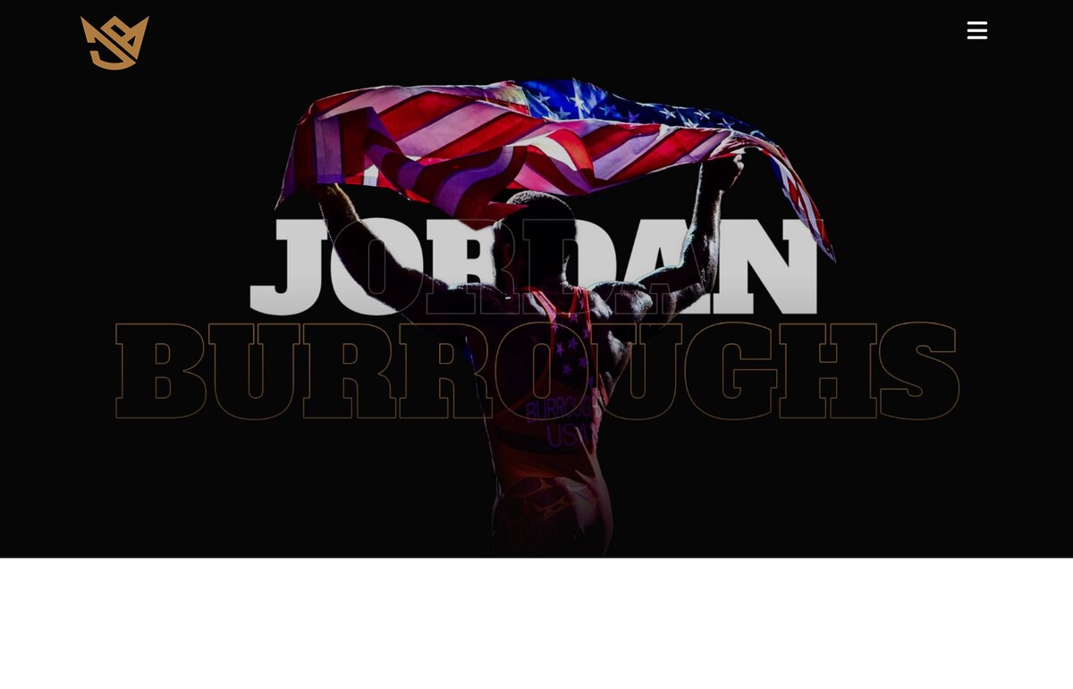 Jordan Burroughs website hero with American flag